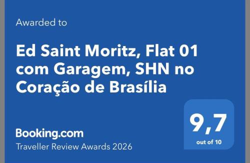 Cultural Complex of the Republic Apartment | Ed Saint Moritz, Flat 01 com Garagem, SHN no Coração de Brasília