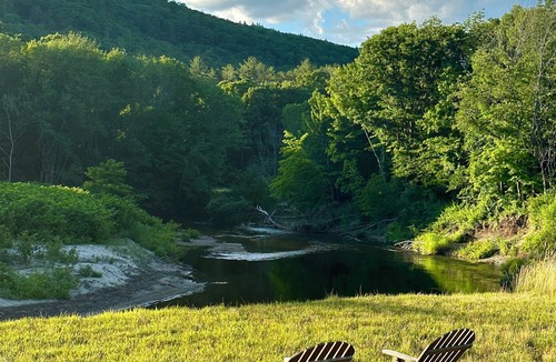 Rumney House | Elegant Riverfront house in Rumney with hot tub, outdoors, fitness equipment