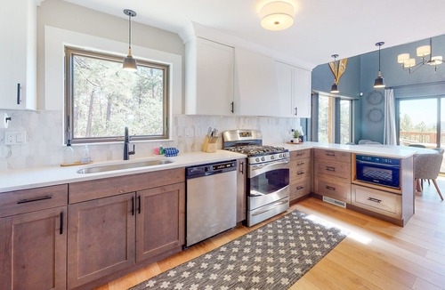 Durango House | Enchanting mountainside home with fireplace, skiing, lake view, & washer/dryer