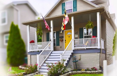 Williamsport Cottage | Enjoy Fall on our big porch! Check out discounts, bike storage and amenities!