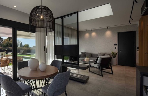 Paradhisos Villa | Estellar Villa with pool and sea view,garden with sports activities, living room