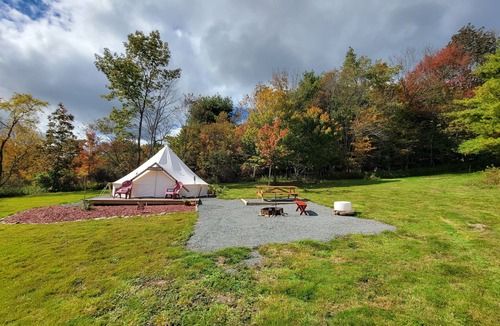Mount Vision RV Rental | Glamping at Coyote Hollow Park Family site now with soaking tubs*!