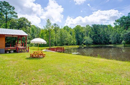 Orangeburg County House | Glamping Cabin on Private Pond w/Deck