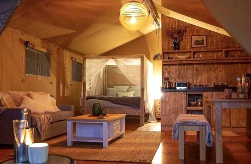 Waitakere RV Rental | Glamping in Waitakere in this Luxury Safari Tent Rental, for the Best Vacations in New Zealand