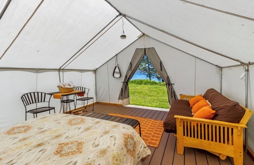 Eastsound RV Rental | Glamping Tent with Westerly Ocean Views - 1 min walk to beach!