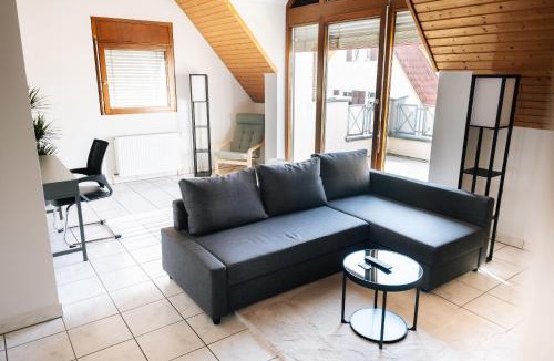 Bernhausen Apartment | Grosse Galerie-Wohnung für 7 Gäste - Airport Messe Stuttgart - Balkon - Parkplatz