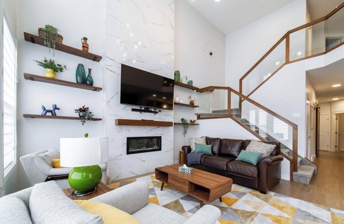 West Edmonton House | Group Oasis near WEM | Hot Tub, 2 Kitchens, 3 Lounges, Fire Table Sleeps 14