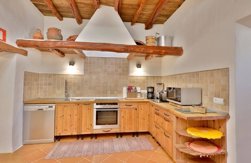 Santa Eulalia del Rio Villa | Heavenly Villa "Can Caseres" with Saltwater Pool, Orchard and Mountain View