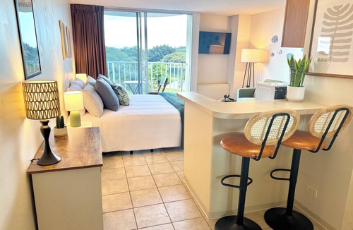 Hilo Apartment | Hilo Studio Retreat with Gorgeous Park View, AC, WiFi, Pool