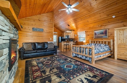 Stanley Cabin | HUGE summer SAVINGS LURAY Mountain getaway Private Log cabin 6 Hot Tub Fireplace