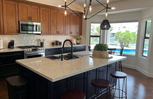 Crystal Shores House | IMPRESSIVE Val Vista Lake front w/VIEW: Heated Pool, Patio TV, Fishing