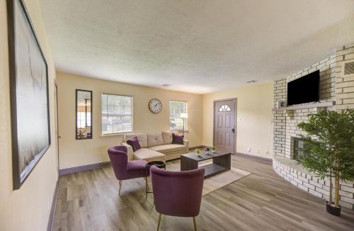 Beaumont House | Indoor fireplace with patio and Pool Table