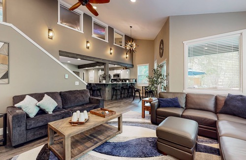 Mason County House | Inviting riverfront home with hot tub, firepit, W/D, & dog-friendly