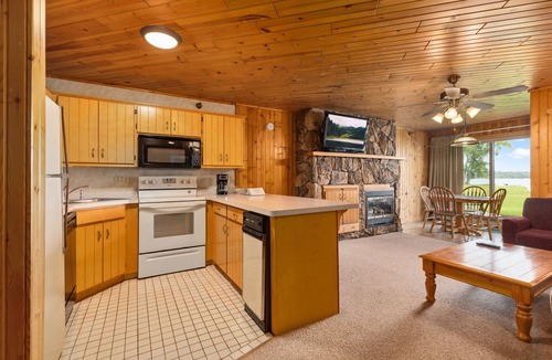 Breezy Point Condo | Lakefront 1BR Condo with Patio & Fireplace