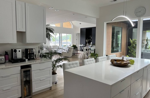 Six Mile House | Lakefront, private dock, outdoor kitchen, movie room, ping pong, pool table, etc