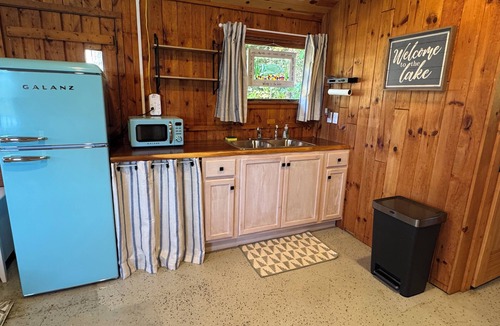 East Jordan Cabin | Lakefront Rustic Cabin Retreat with Outdoor Shower