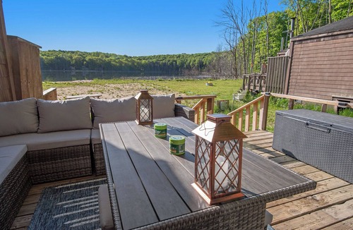 Gaylord Ski Chalet | Lakefront Vintage Chalet Surrounded by Lush Forest + Boats, Kayaks, Retro Games