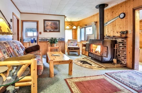 St Germain Cabin | Lakeside resort cabin right on Little Saint with dock, sandy beach, firepit!