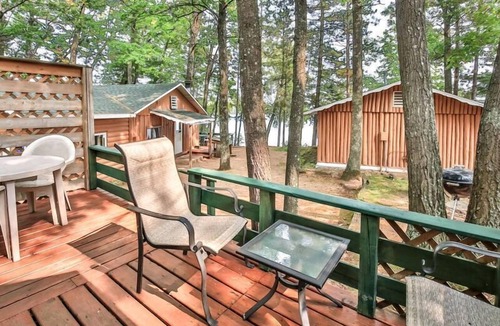 St Germain Cabin | Lakeside resort cabin right on Little Saint with dock, sandy beach, firepit!