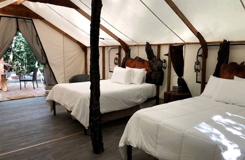 Forks RV Rental | Large and Spacious Safari Tent on a Forks Glamping Resort, Perfect for an Escape to Olympic National Park