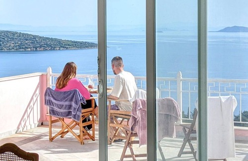 Melissopetra Villa | Large modern 4 bed/bath villa overlooking sea & fishing village (sleep 10)