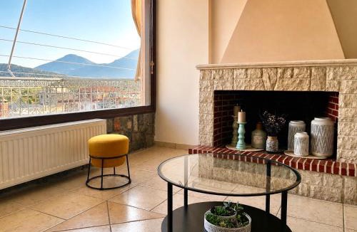 Meligalas Apartment | Lemon & Light Bright Apartment with View and Fireplace