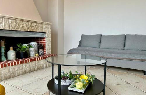 Meligalas Apartment | Lemon & Light Bright Apartment with View and Fireplace