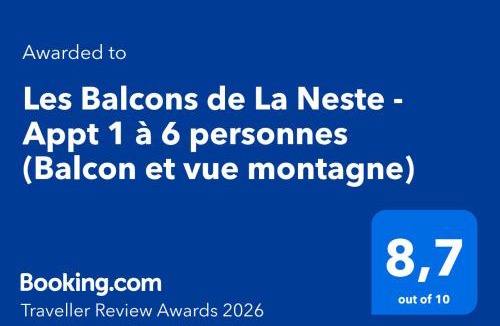 Arreau Apartment | Les Balcons de La Neste - Appt 1 à 6 personnes (Balcon et vue montagne)