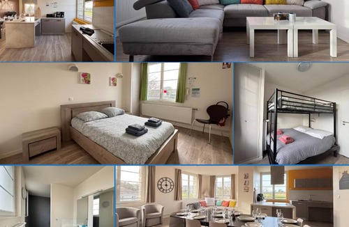 Vierville-sur-Mer Apartment | Les sables d'or Grand apt lumineux bien équipé 1er étage vue panoramique sur campagne près superette, à 600 m plage proche Omaha Beach et pointe du Hoc parking gratuit, garage à disposition