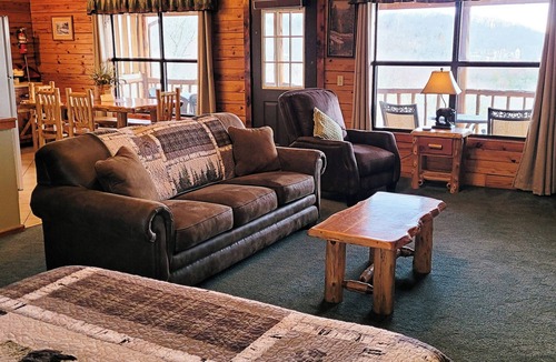 Sylvan Shores Cabin | Log Cabin on Beaver Lake with Boat Dock/Swim Deck/slips