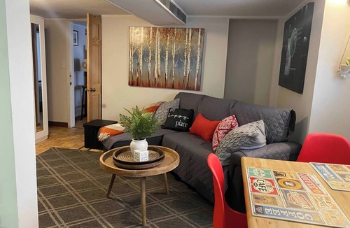 Franklin Park Apartment | Lovely studio at the attic king +full bed in bedroom and futon in kitchen.