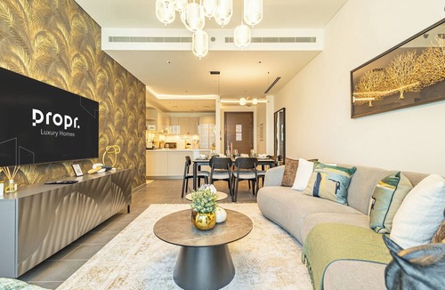 Nad Al Sheba Apartment | Luxe 2BR + Office | Burj Views | Crest Sobha