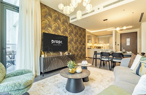 Nad Al Sheba Apartment | Luxe 2BR + Office | Burj Views | Crest Sobha