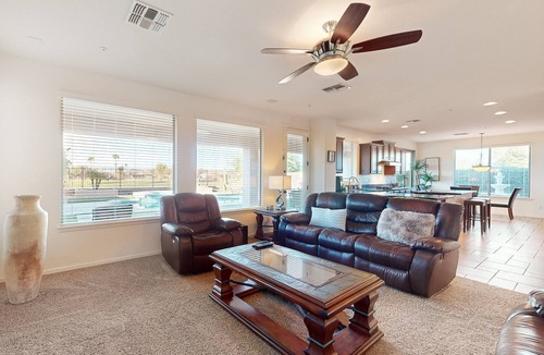 Seville House | Luxe snowbird-friendly haven with heated pool, gas fireplace, balcony, & firepit