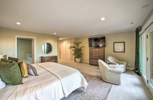 Riverside House | Luxe Waterfront Haven: Private Beach, Hot Tub
