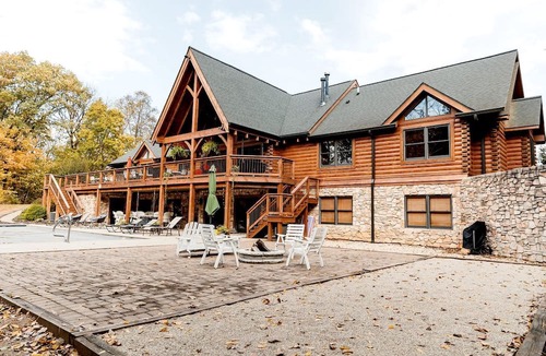 Mays Cabin | Luxurious Cabin Retreat with Heated Pool and Scenic Creek Views in Wayne Township, IN