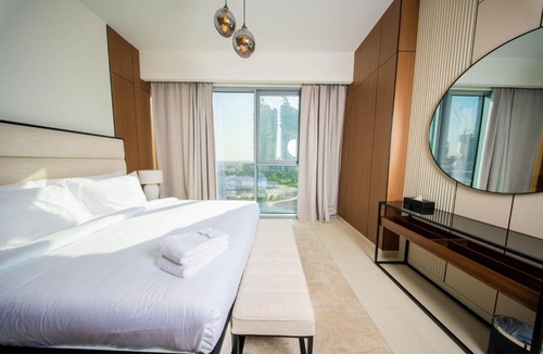 Al Safa Apartment | Luxury 1 Bedroom Canalfront Apartment with Burj Khalifa Views from Resort-Style Pool - Walk to Jumeirah Beach