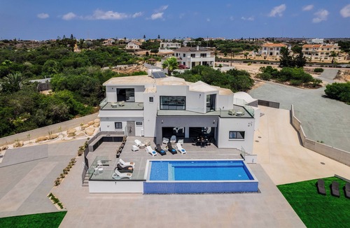 Ayia Napa Villa | Luxury 7-bedroom villa with panoramic sea view & saltwater pool!