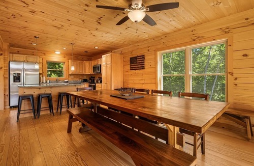 Black Mountain House | Luxury Log Cabin with Hot Tub, Game Room & Theater and Mountain Views