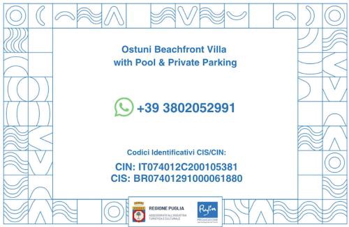 Rosa Marina Villa | Luxury Ostuni Beachfront Villa with Pool & Private Parking