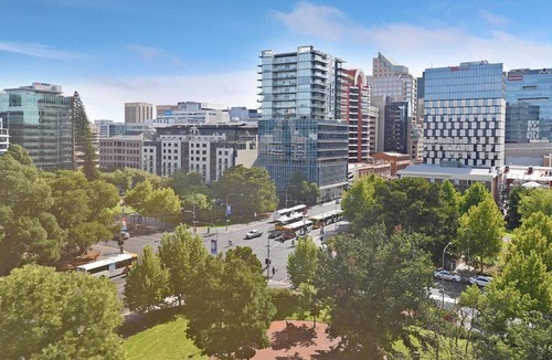 Adelaide Central Business District Apartment | Luxury Overlooking Hindmarsh Sq with Pool & Gym