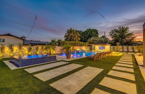 Park Scottsdale Four House | Luxury Pool Oasis - Modern Desert Home w/Resort Backyard, Fire Pits & Game Room