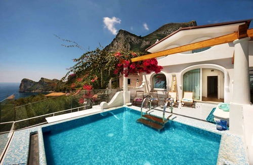 Marina del Cantone Villa | Luxury VILLA ARIADNE with private pool, jacuzzi, terrace and sea view