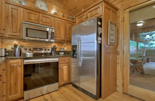 Raccoon Ridge Cabin | Majestic long range mountain views! Pet friendly! Bed & bath each level for privacy, gathering porch outdoor fireplace in Aska Adventure Area