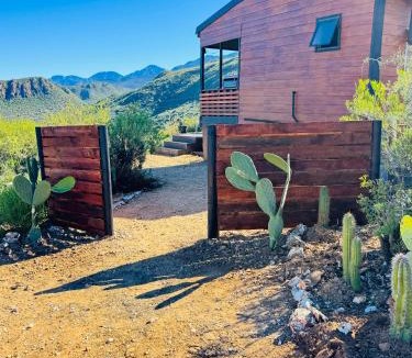 Zoar Apartment | Matilo Cabins - Cactus Deck with Hot-tub and Fireplace