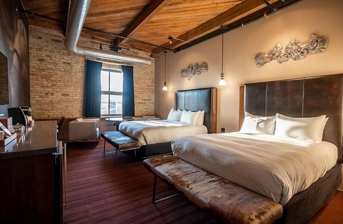 Fifth Ward Hotel | Milwaukee Haven, Custom Deluxe Two Queen Beds at The Iron Horse Hotel!