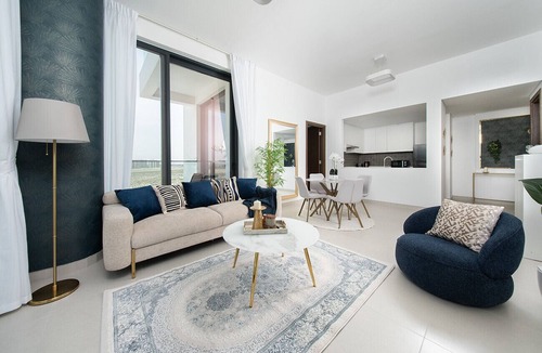 Al Hamriya Apartment | Modern 1BR In Blue Bay Walk Ajmal Makan