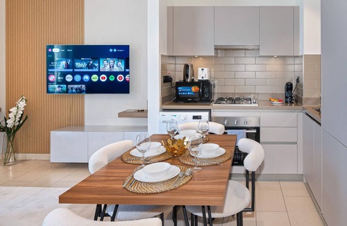 Nad Al Sheba Apartment | Modern 1BR Oasis in Sobha Creek Vista A, MBR
