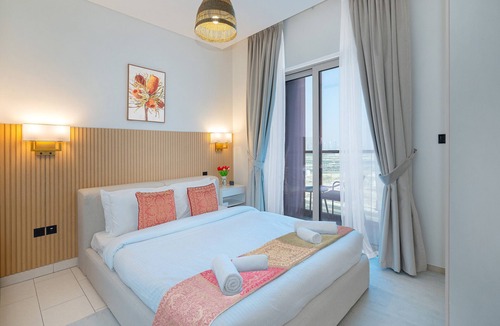 Nad Al Sheba Apartment | Modern 1BR Oasis in Sobha Creek Vista A, MBR