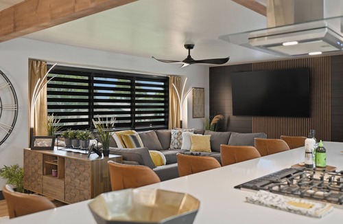South Central Omaha House | Modern 4-bedroom Bee Hive with open floor plan & easy access to the interstate.